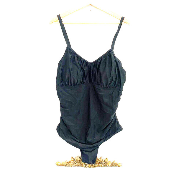 Aqua Eve - Black bathing suit adjustable strap builtin bra women's size 20 W - Picture 1 of 6